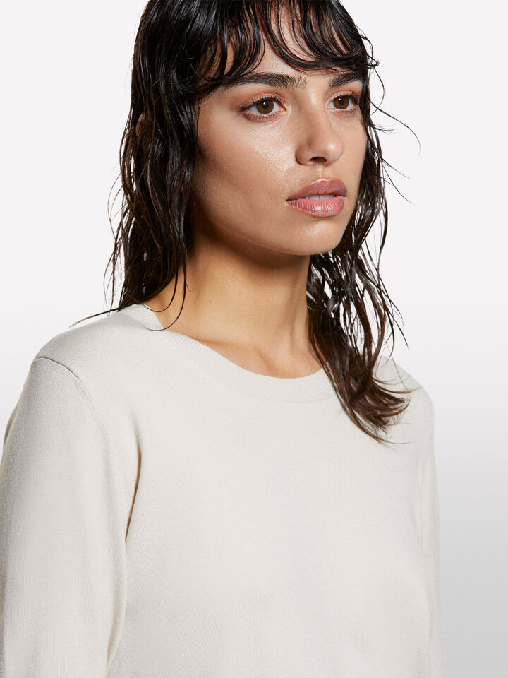 Beige crew neck top - women's crew neck sweaters - Beige | Sisley image number 4